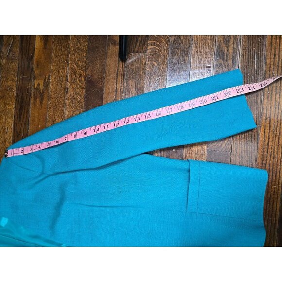 Vintage Blue Open Front Linen Blend Career Blazer - Picture 10 of 15